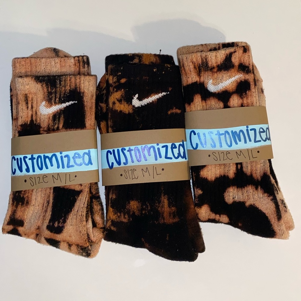 bundle (3 nike bleach tie dye socks)
